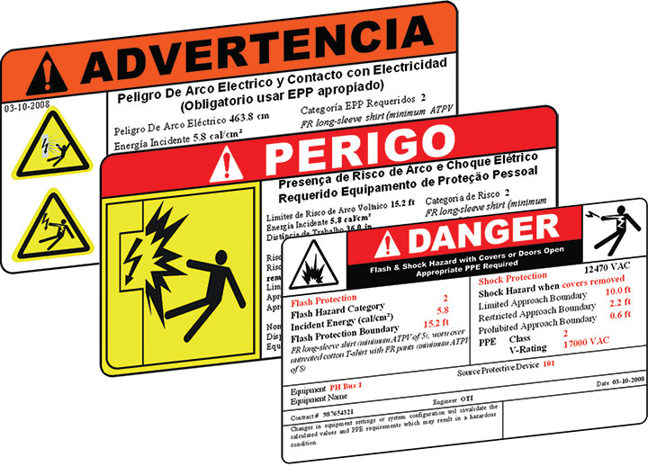 etap arc flash printer labels