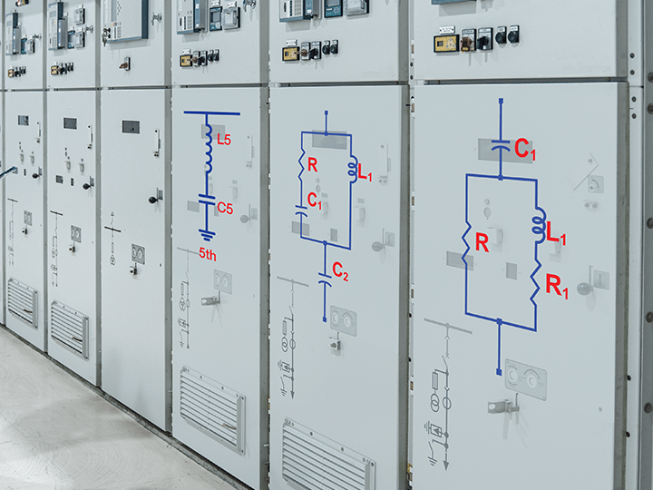 One-line diagram with 5th, 7th, and 11th harmonics