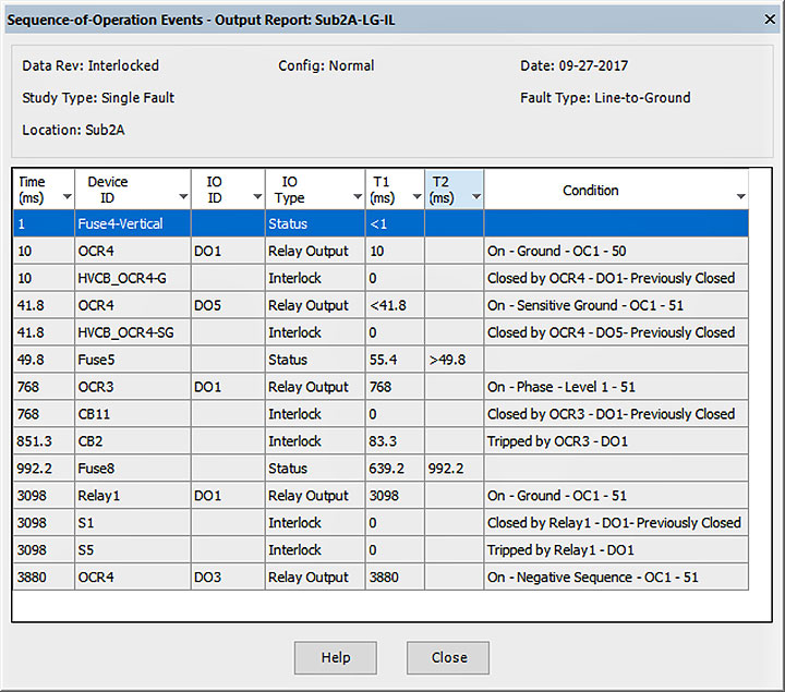 protective device sequence of operation event viewer