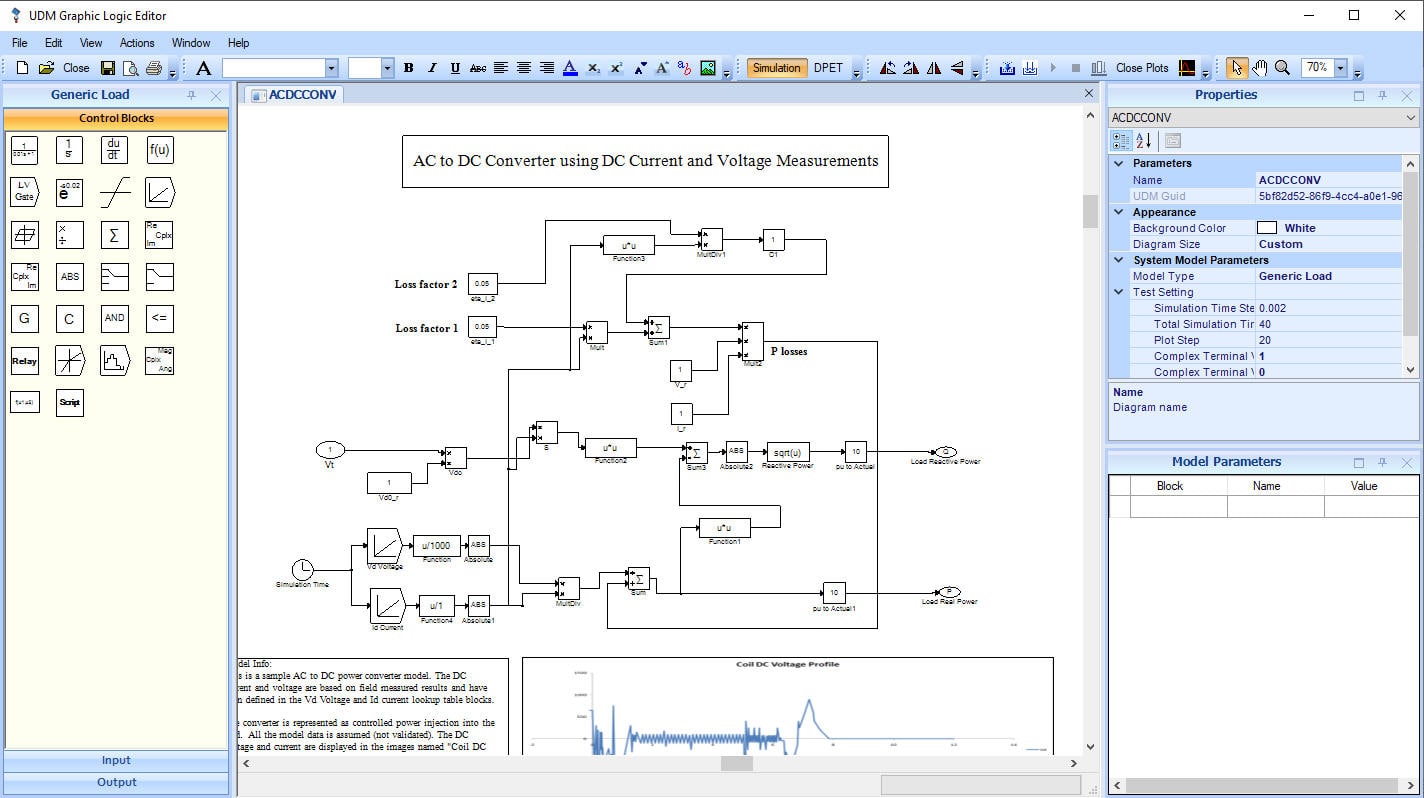 Control system diagram displayed in ETAP