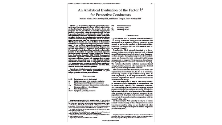 An Analytical Evaluation of the Factor K squared for Protective Conductors